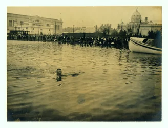 George Zahanus of Germany Winning the Quarter Mile Breast Stroke Olympic Championships